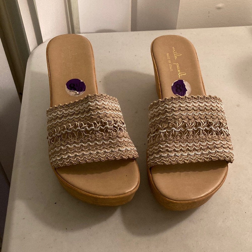 Mila Paoli Made in Italy Fabric Decorative Slip On Sandals